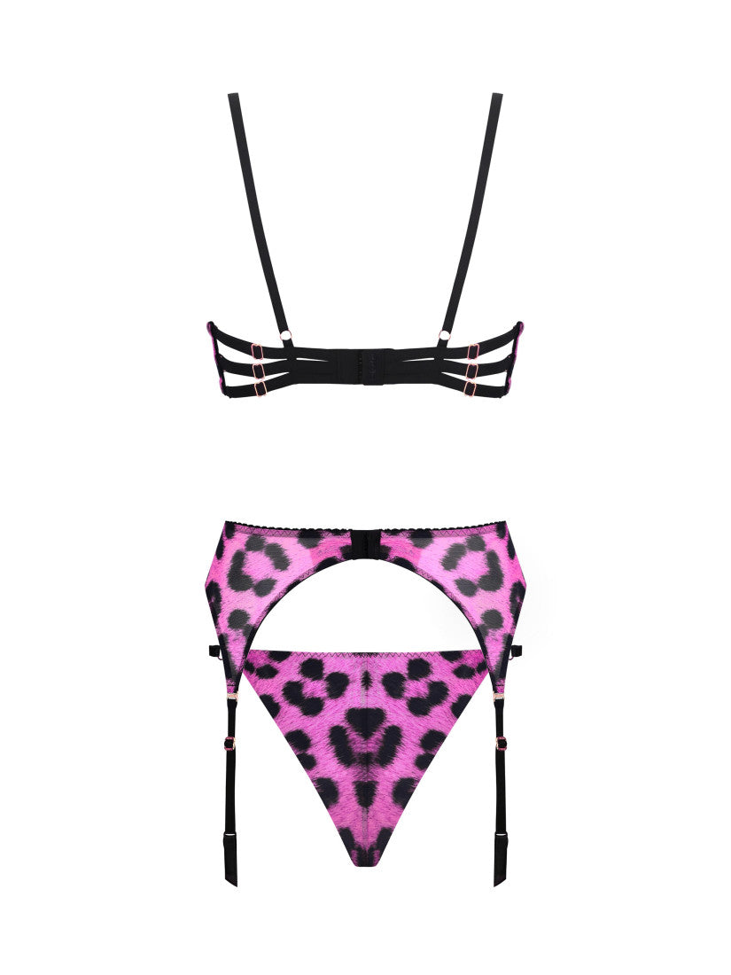 ROSE LEOPARD BELTED SET