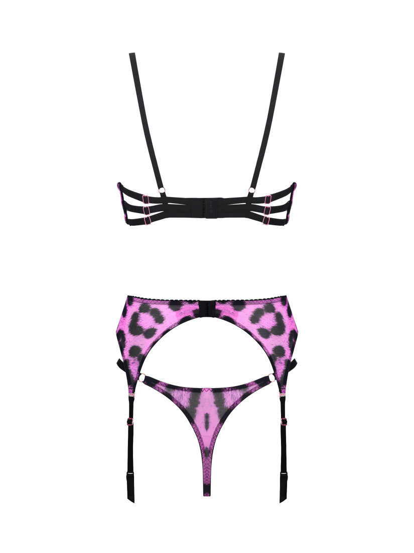 ROSE LEOPARD BELTED SET